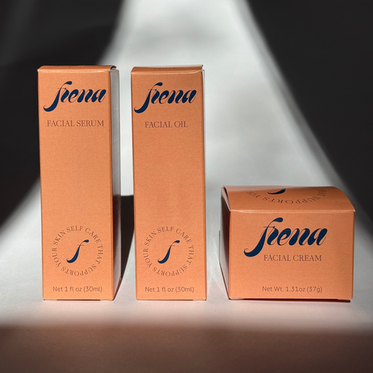 Frena 3 step skin support system. Facial serum, facial oil and facial cream